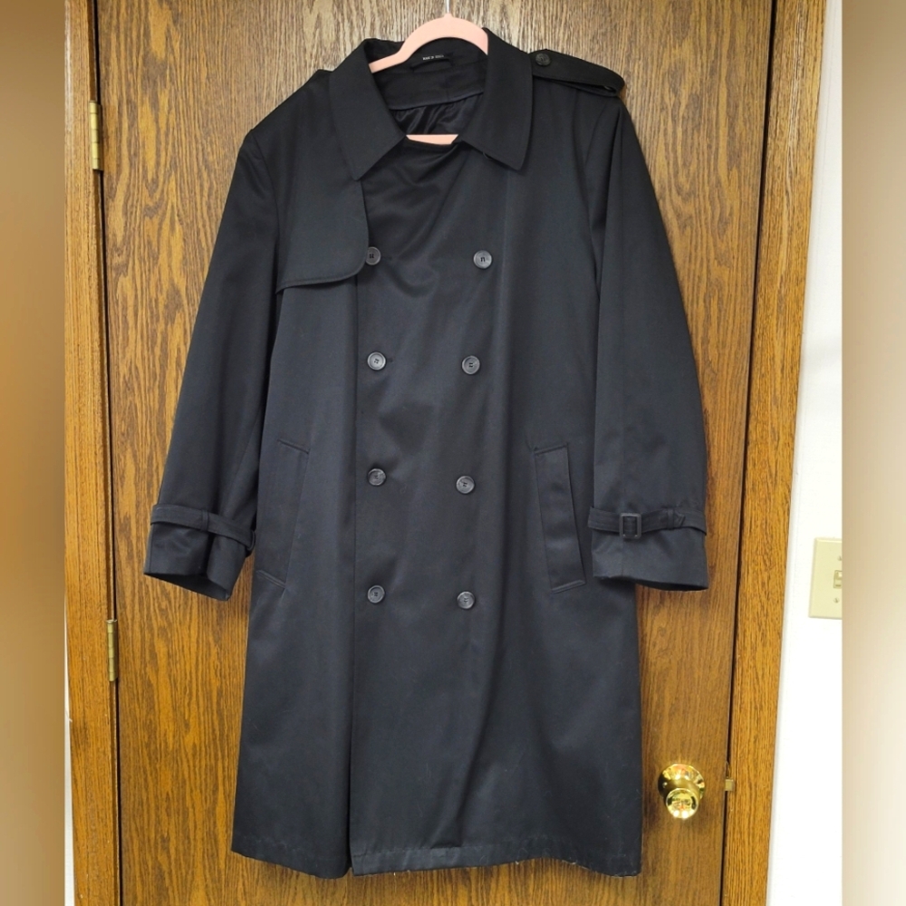 Men's Black Double-Breasted Trench Coat